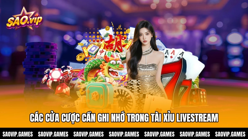 Các cửa cược cần ghi nhớ trong tài xỉu livestream